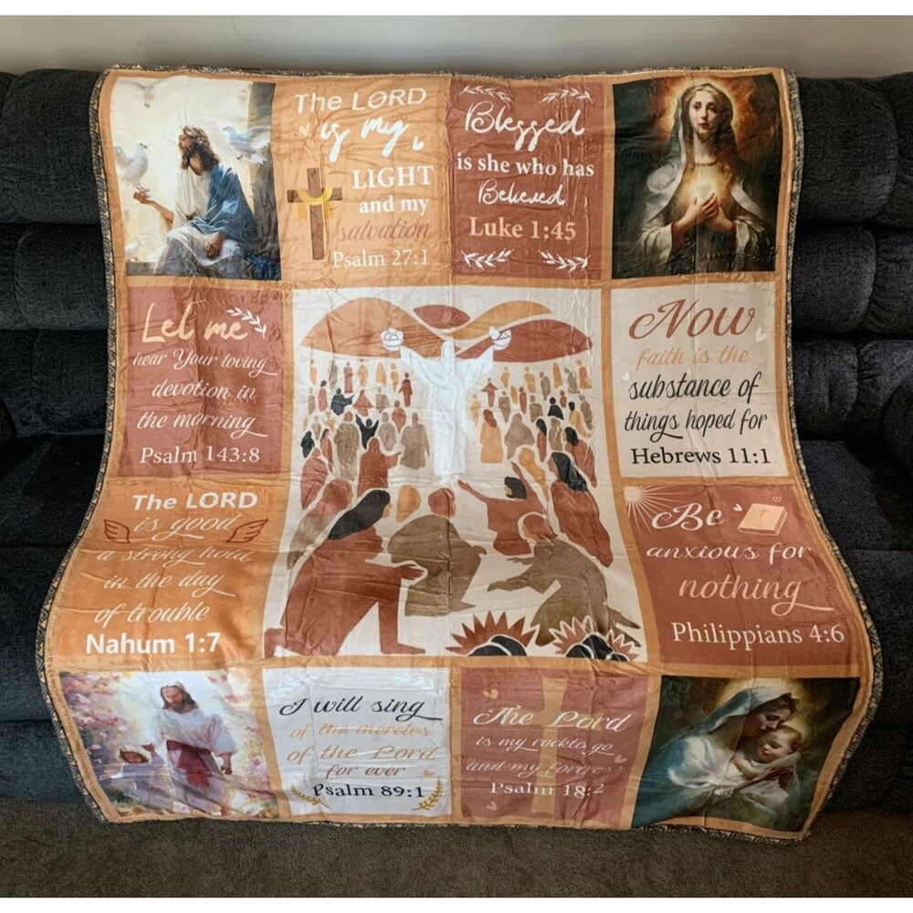 Christian Lightweight Throw Blanket Bible Verses Pictures Jesus Mary Doves